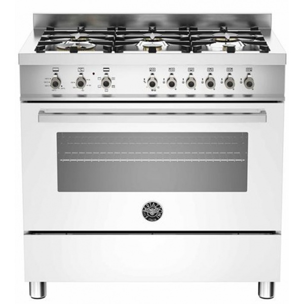 Aragaz Bertazzoni Profesional PRO906HYBSNET, 90x60 cm, gaz, 6 arzatoare, cuptor hibrid multifunctional, negru