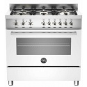 Aragaz Bertazzoni Profesional PRO906HYBSBIT, 90x60 cm, gaz, 6 arzatoare, cuptor hibrid multifunctional, alb