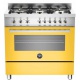 Aragaz Bertazzoni Profesional PRO906HYBSBIT, 90x60 cm, gaz, 6 arzatoare, cuptor hibrid multifunctional, alb