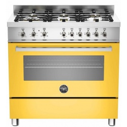Aragaz Bertazzoni Profesional PRO906HYBSBIT, 90x60 cm, gaz, 6 arzatoare, cuptor hibrid multifunctional, alb