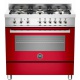 Aragaz Bertazzoni Profesional PRO906HYBSART, 90x60 cm, gaz, 6 arzatoare, cuptor hibrid multifunctional, portocaliu