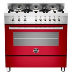 Aragaz Bertazzoni Profesional PRO906HYBSART, 90x60 cm, gaz, 6 arzatoare, cuptor hibrid multifunctional, portocaliu