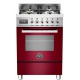 Aragaz Bertazzoni Profesional PRO604MFESROT, 60x60 cm, gaz, 4 arzatoare, cuptor electric multifunctional, rosu