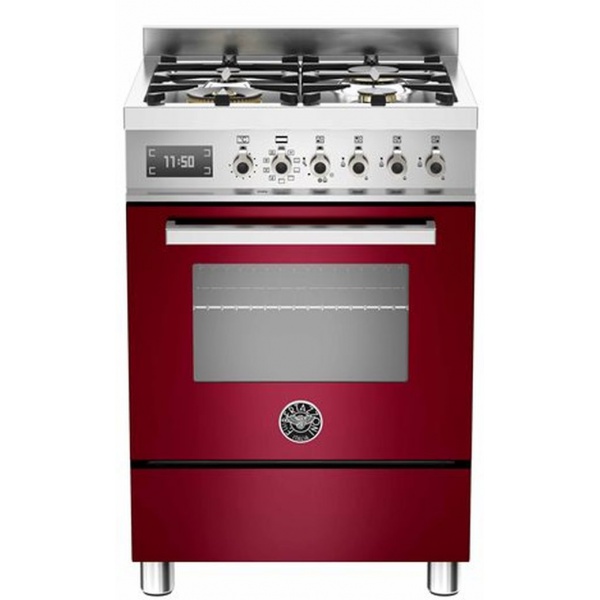 Aragaz Bertazzoni Profesional PRO604MFESROT, 60x60 cm, gaz, 4 arzatoare, cuptor electric multifunctional, rosu