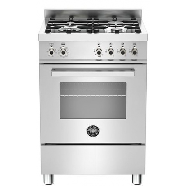 Aragaz Bertazzoni Profesional PRO604MFESXT, 60x60 cm, gaz, 4 arzatoare, cuptor electric multifunctional, inox