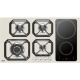 Aragaz Tecnogas P1X66M4VC, 60 cm, gaz, 4 arzatoare, grill, otel inoxidabil