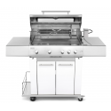 Gratar mobil PIANETAGRILL PIANETAGRILL9 ALB plită 750x450 mm și rafturi laterale cu frigărui motorizat încorporat