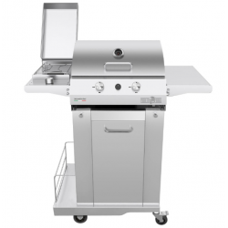 Gratar cu roti PIANETAGRILL PIANETAGRILL32 GRI două arzătoare 8kW,rafturi laterale pliabile,umerase pentru scule