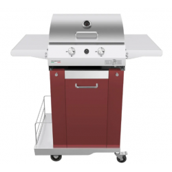 Gratar cu roti PIANETAGRILL PIANETAGRILL33 GRENA două arzătoare 8kW,rafturi laterale pliabile,umerase pentru scule