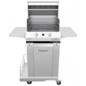 Gratar mobil PIANETAGRILL PIANETAGRILL37 INOX două arzătoare de 8 kW,2 rafturi laterale pliabile
