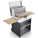 Gratar pe lemne PIANETAGRILL PIANETAGRILL48 ANTRACIT două tăvi laterale detașabile,compartiment dublu pentru lemn/accesorii