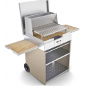 Gratar pe lemne PIANETAGRILL PIANETAGRILL50 CREM două tăvi laterale detașabile,compartiment dublu pentru lemn/accesorii