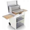 Gratar pe lemne PIANETAGRILL PIANETAGRILL51 ALB două tăvi laterale detașabile,compartiment dublu pentru lemn/accesorii