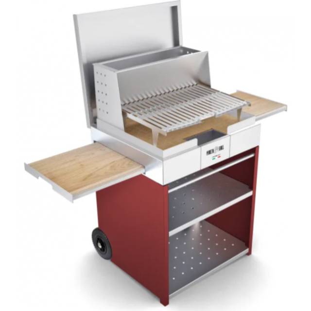 Gratar pe lemne PIANETAGRILL PIANETAGRILL52 GRENA două tăvi laterale detașabile,compartiment dublu pentru lemn/accesorii