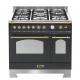 Aragaz Lofra Dolcevita RNMD96MFTE/CI, 90x60cm, gaz, 5 arzatoare, grill, rotisor, timer, cuptor dublu, negru
