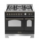Aragaz Lofra Dolcevita RNMD96MFTE/CI, 90x60cm, gaz, 5 arzatoare, grill, rotisor, timer, cuptor dublu, negru