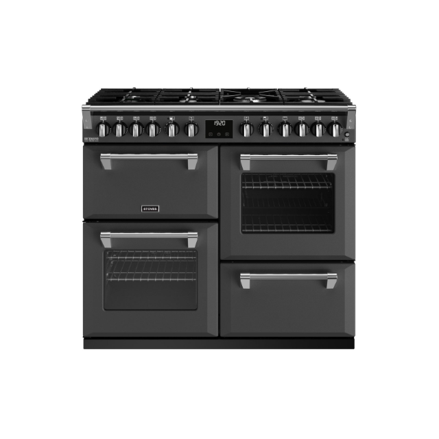 Aragaz STOVES 5052263114401 ANTRACIT 100 cm, cu plită pe gaz cu 7 arzătoare, cuptor și grătar convențional